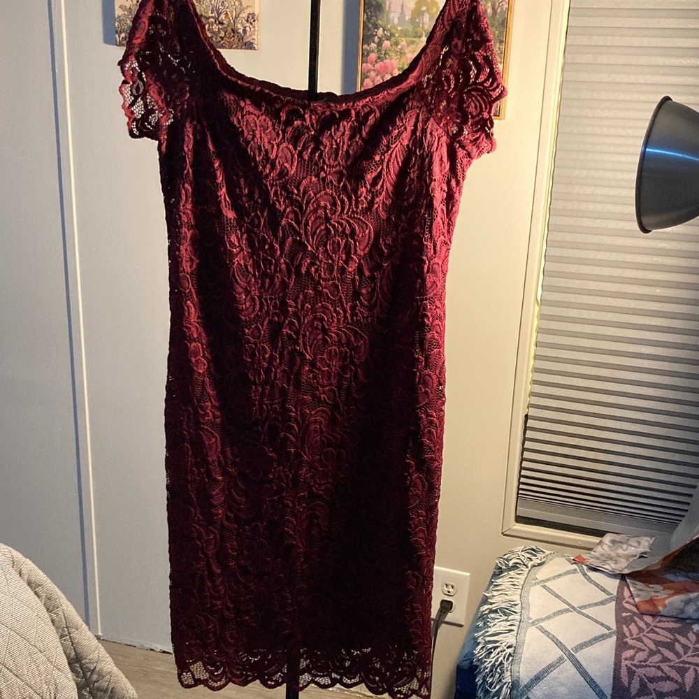 Ambiance Burgundy Lace Mini Dress